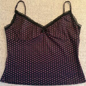 Women's Black and Pink Heart Camisole